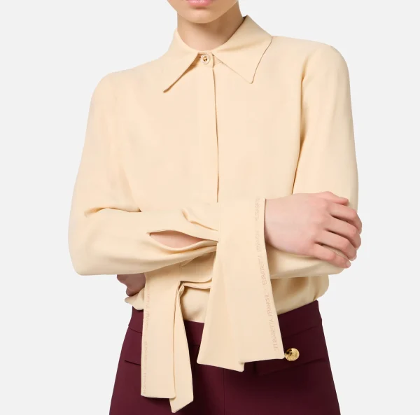 Elisabetta Franchi Camicie E Bluse^Camicia in georgette con polsi ricamati Crema