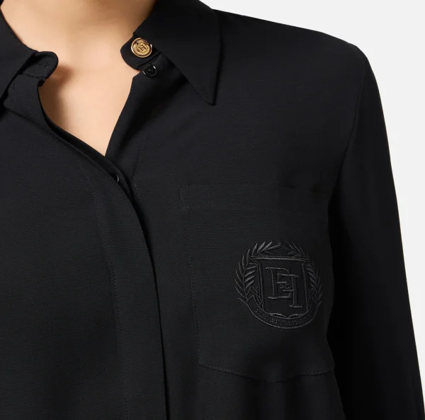 Elisabetta Franchi Camicie E Bluse^Camicia in georgette con patch logo Nero