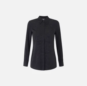 Elisabetta Franchi Camicie E Bluse^Camicia in georgette jacquard lettering Nero
