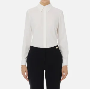 Elisabetta Franchi Camicie E Bluse^Camicia in georgette jacquard lettering Avorio