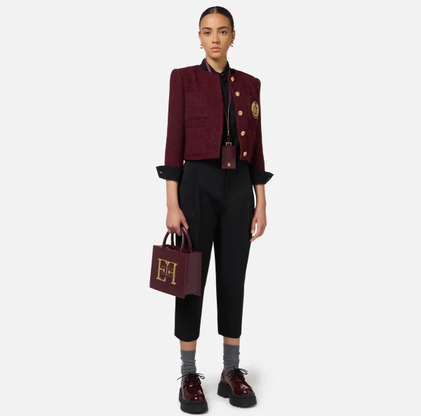 Elisabetta Franchi Camicie E Bluse^Camicia in georgette jacquard lettering Nero