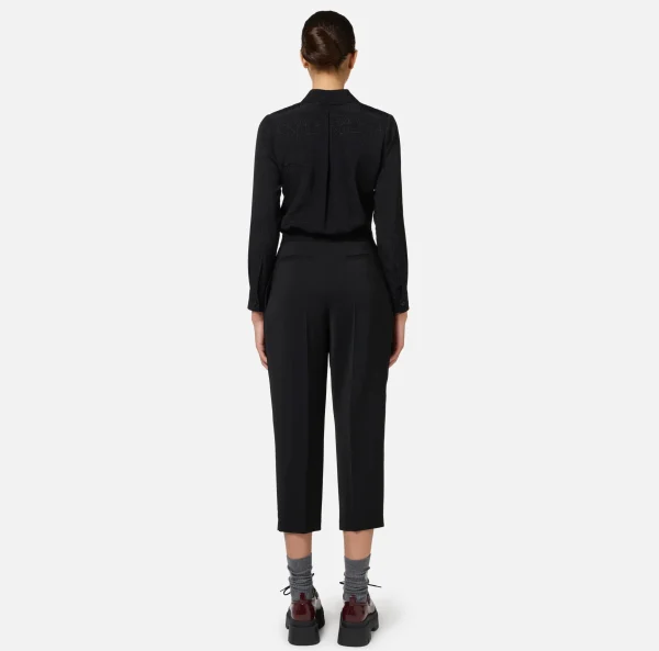 Elisabetta Franchi Camicie E Bluse^Camicia in georgette jacquard lettering Nero