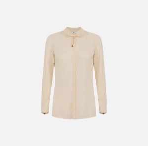 Elisabetta Franchi Camicie E Bluse^Camicia in georgette stretch con fiocco Crema