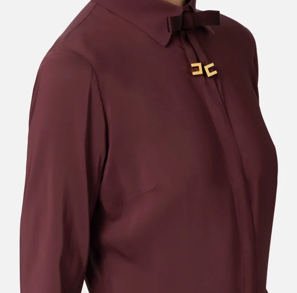 Elisabetta Franchi Camicie E Bluse^Camicia in georgette stretch con fiocco RougeNoir