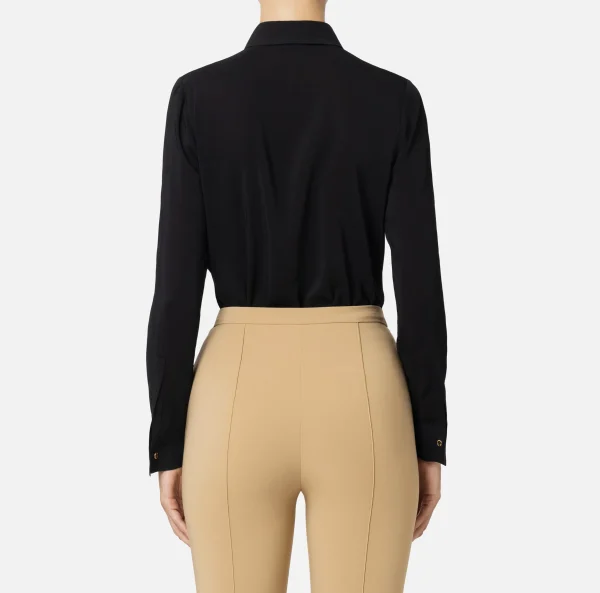 Elisabetta Franchi Camicie E Bluse^Camicia in georgette stretch con fiocco Nero