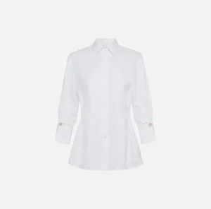 Elisabetta Franchi Camicie E Bluse^Camicia in popeline chevron con pinces Bianco