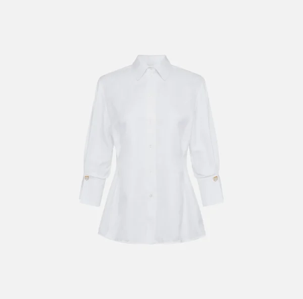 Elisabetta Franchi Camicie E Bluse^Camicia in popeline chevron con pinces Bianco