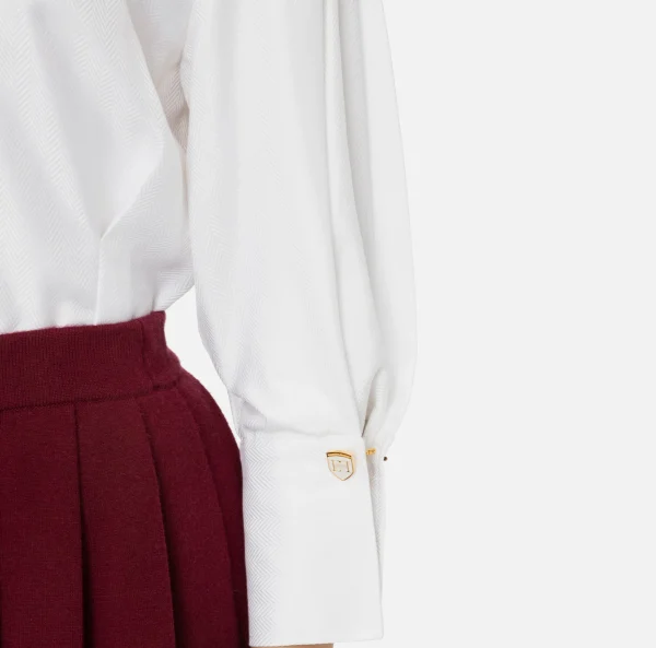 Elisabetta Franchi Camicie E Bluse^Camicia in popeline chevron con pinces Bianco
