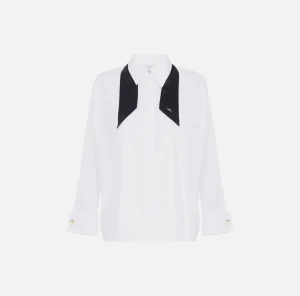 Elisabetta Franchi Camicie E Bluse^Camicia in popeline con cravattino in contrasto Bianco
