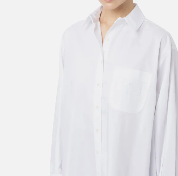 Elisabetta Franchi Camicie E Bluse^Camicia in popeline con etichetta in organza ricamata Bianco