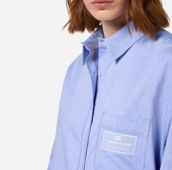 Elisabetta Franchi Camicie E Bluse^Camicia in popeline con etichetta in organza ricamata Oxford