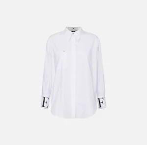Elisabetta Franchi Camicie E Bluse^Camicia in popeline con logo sui polsi Bianco
