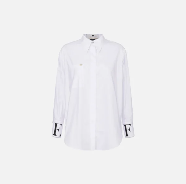 Elisabetta Franchi Camicie E Bluse^Camicia in popeline con logo sui polsi Bianco