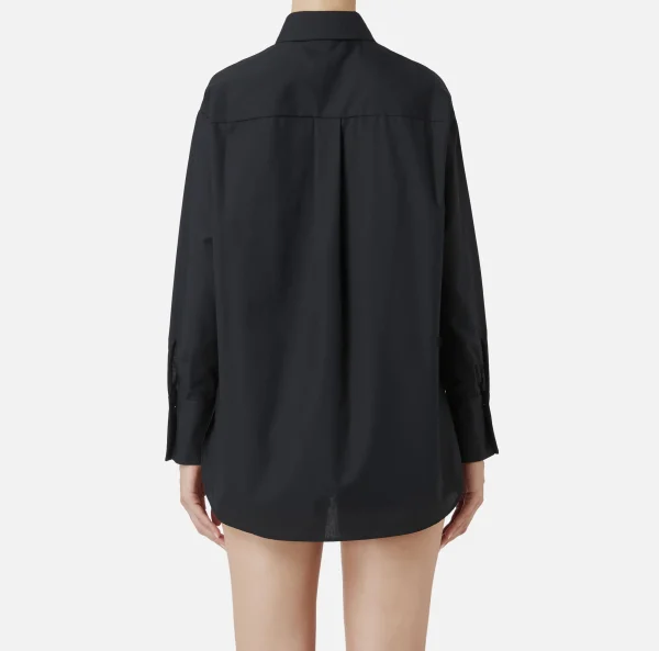 Elisabetta Franchi Camicie E Bluse^Camicia in popeline con logo sui polsi Nero
