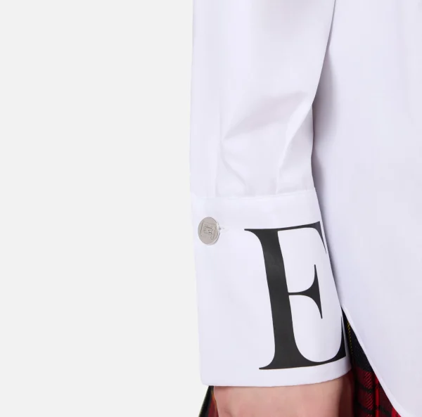 Elisabetta Franchi Camicie E Bluse^Camicia in popeline con logo sui polsi Bianco