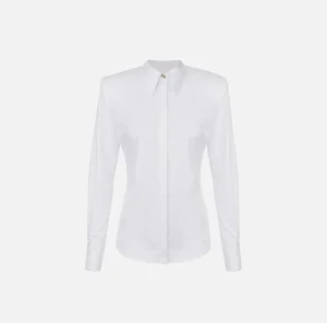 Elisabetta Franchi Camicie E Bluse^Camicia in popeline con spalle strutturate Bianco