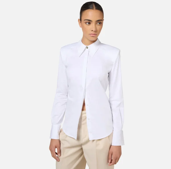 Elisabetta Franchi Camicie E Bluse^Camicia in popeline con spalle strutturate Bianco