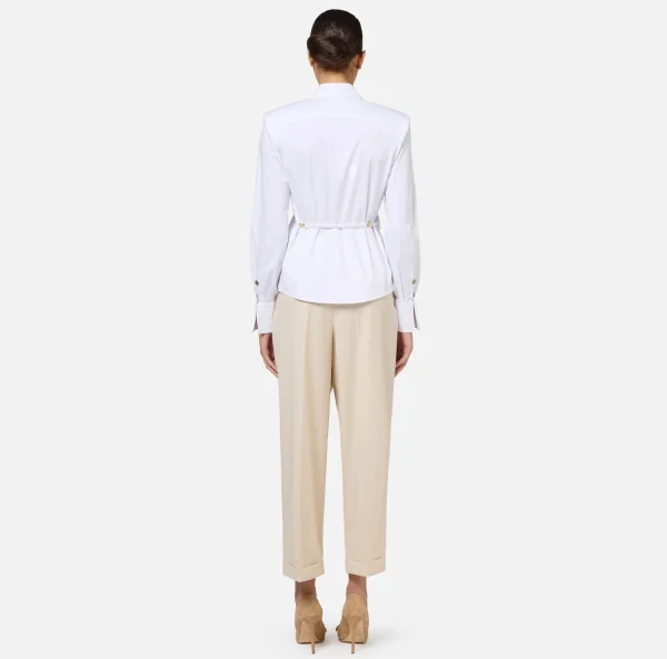 Elisabetta Franchi Camicie E Bluse^Camicia in popeline con spalle strutturate Bianco