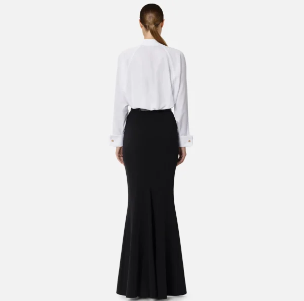 Elisabetta Franchi Camicie E Bluse^Camicia in popeline di cotone con arricciatura e stemma logo Bianco