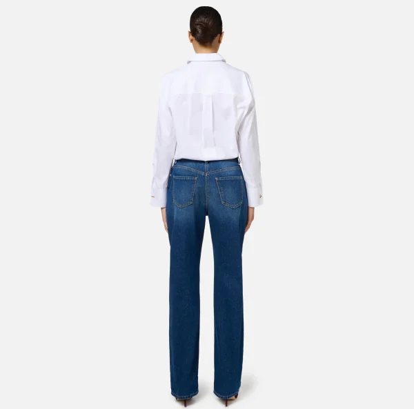 Elisabetta Franchi Camicie E Bluse^Camicia in popeline jacquard a righe con gemelli Bianco