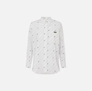 Elisabetta Franchi Camicie E Bluse^Camicia in popeline stampato con etichetta logo Navy/Crema