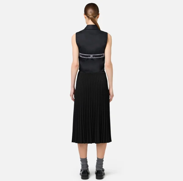 Elisabetta Franchi Camicie E Bluse^Camicia smanicata in popeline con elastici logati Nero