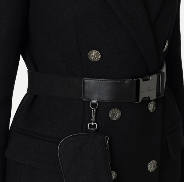 Elisabetta Franchi Capispalla^Cappotto doppiopetto con cintura utility Nero