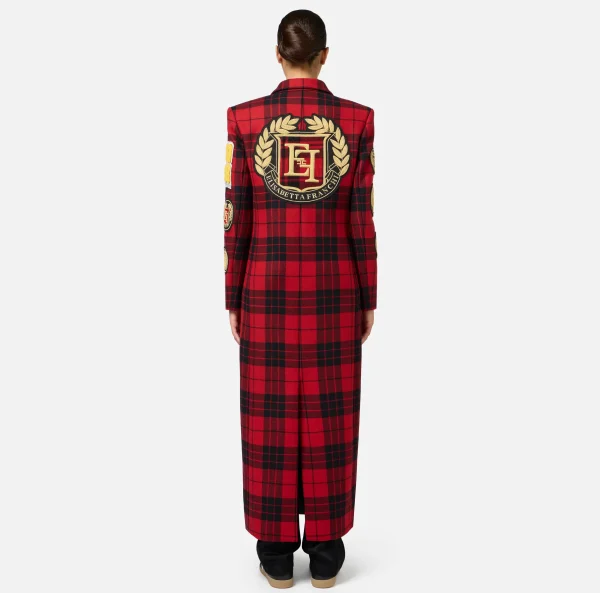 Elisabetta Franchi Capispalla^Cappotto doppiopetto in misto lana con patch RedPassion/Nero