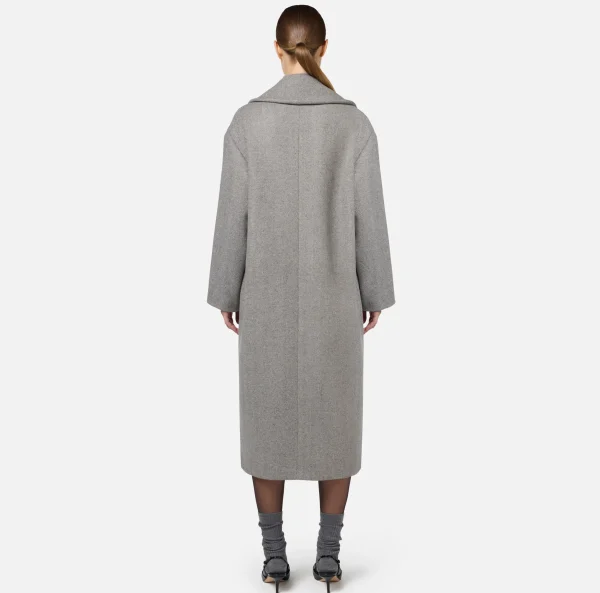 Elisabetta Franchi Capispalla^Cappotto doppiopetto over in cotone con stemma Nero