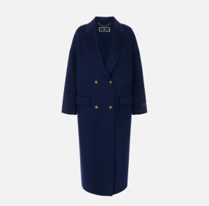 Elisabetta Franchi Capispalla^Cappotto over in lana Navy