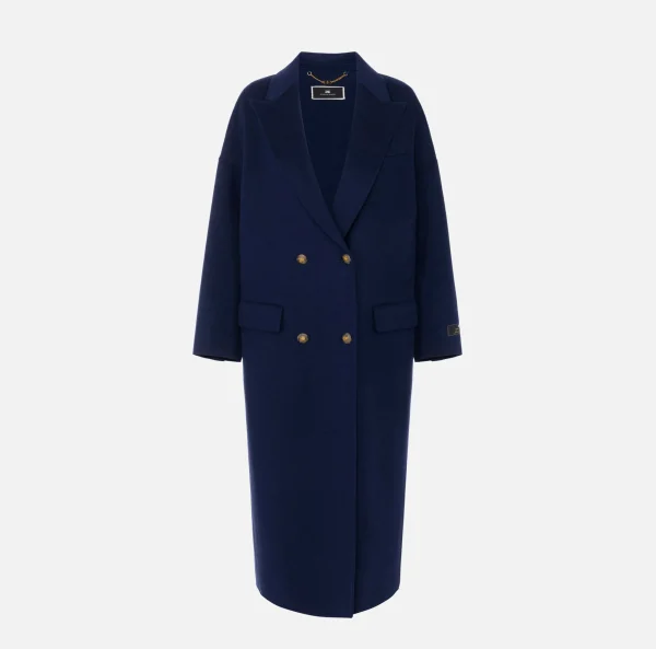 Elisabetta Franchi Capispalla^Cappotto over in lana Navy