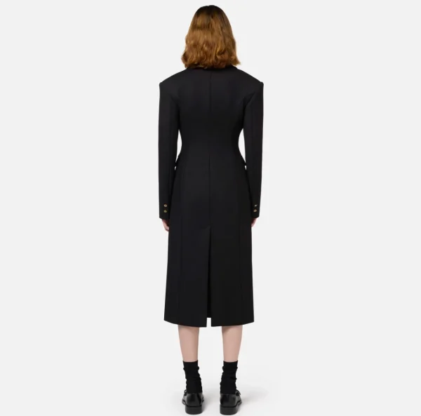 Elisabetta Franchi Capispalla^Cappotto smoking in crêpe Nero