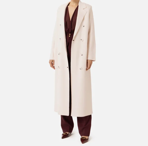 Elisabetta Franchi Capispalla^Cappotto vestaglia in lana e cashmere con stemma Lattice