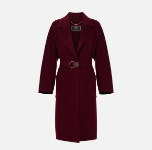 Elisabetta Franchi Capispalla^Cappotto vestaglia in lana RougeNoir