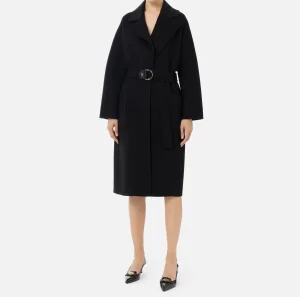 Elisabetta Franchi Capispalla^Cappotto vestaglia in lana Nero