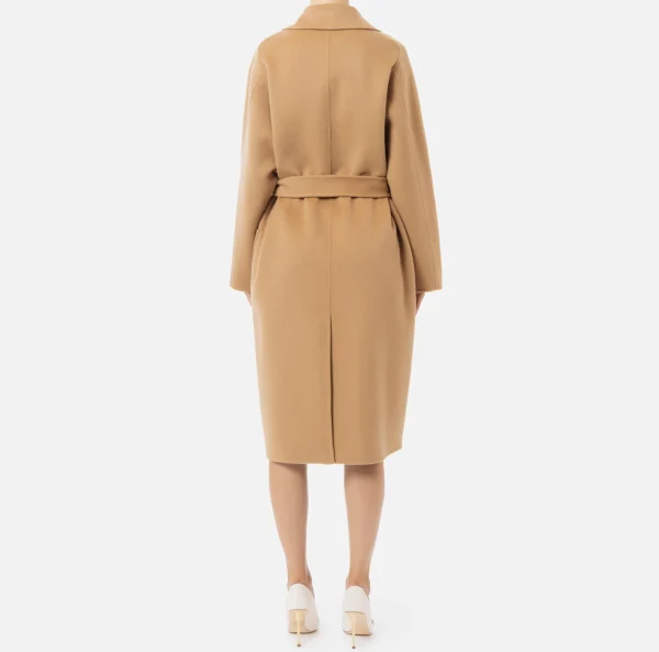 Elisabetta Franchi Capispalla^Cappotto vestaglia in lana Camel