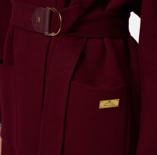 Elisabetta Franchi Capispalla^Cappotto vestaglia in lana RougeNoir