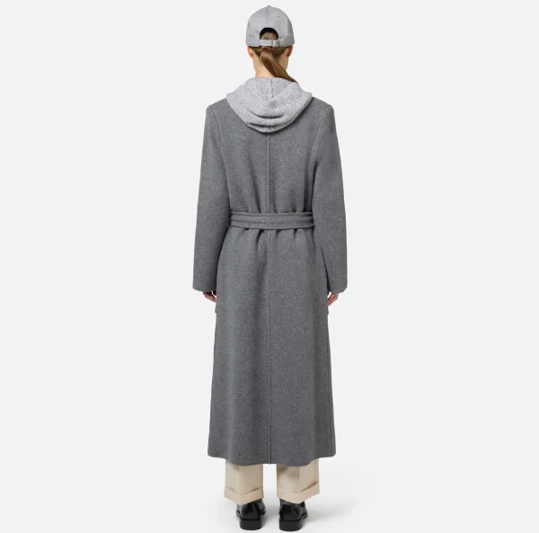 Elisabetta Franchi Capispalla^Cappotto vestaglia in lana e cashmere con stemma SteelMelange