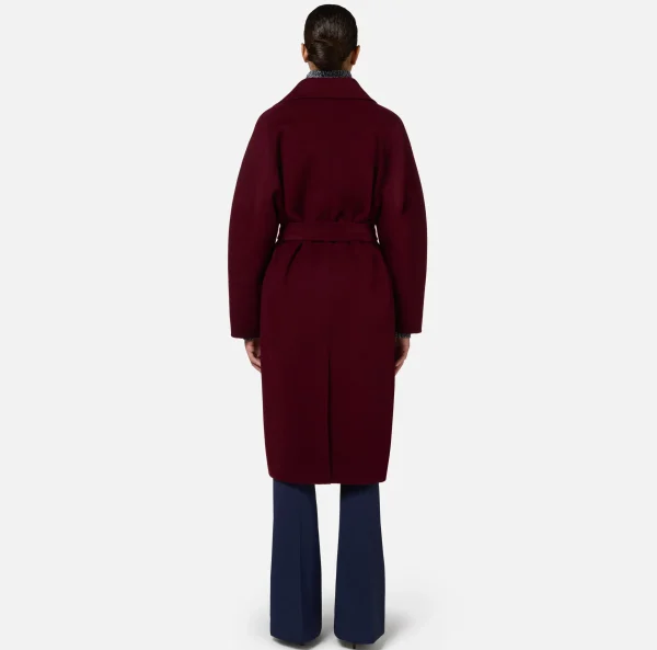 Elisabetta Franchi Capispalla^Cappotto vestaglia in lana RougeNoir