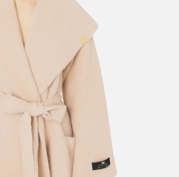 Elisabetta Franchi Capispalla^Cappotto vestaglia in maglia Carne