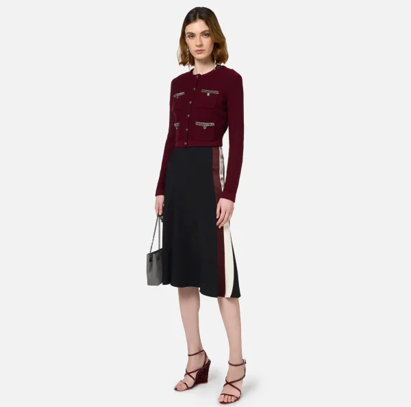 Elisabetta Franchi Maglieria E Felpe^Cardigan in lana bouclé con ricamo RougeNoir