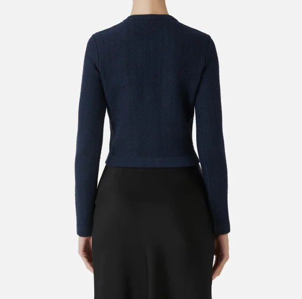 Elisabetta Franchi Maglieria E Felpe^Cardigan in lana bouclé con ricamo Navy
