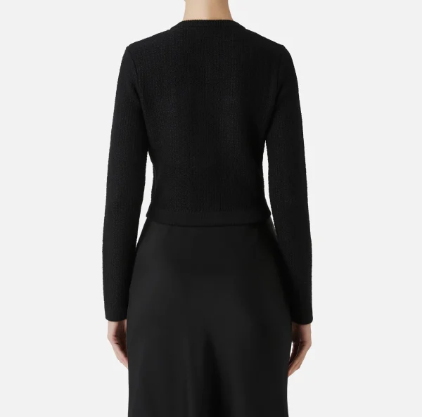 Elisabetta Franchi Maglieria E Felpe^Cardigan in lana bouclé con ricamo Nero