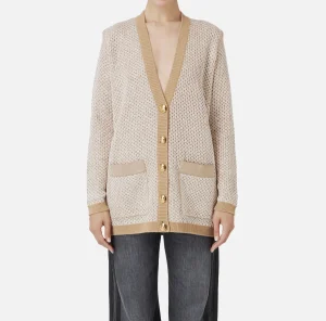 Elisabetta Franchi Maglieria E Felpe^Cardigan in lana con filo paillettes Camel/Gold