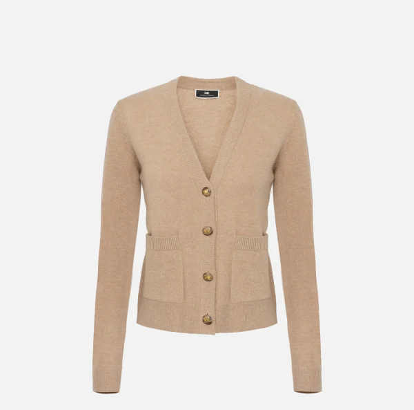 Elisabetta Franchi Maglieria E Felpe^Cardigan in misto cashmere CamelMelange