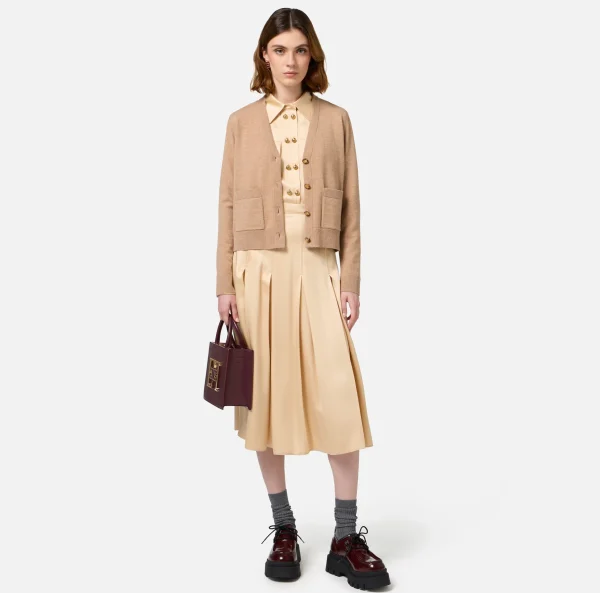 Elisabetta Franchi Maglieria E Felpe^Cardigan in misto cashmere CamelMelange