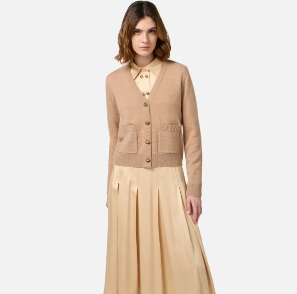 Elisabetta Franchi Maglieria E Felpe^Cardigan in misto cashmere CamelMelange
