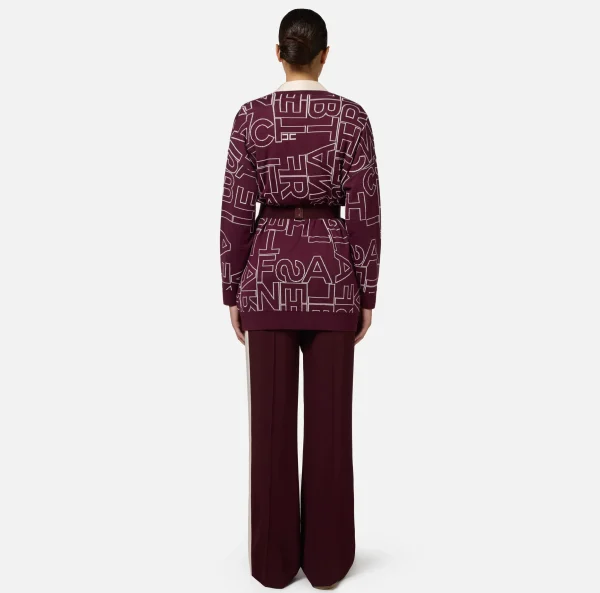 Elisabetta Franchi Maglieria E Felpe^Cardigan in misto lana lettering RougeNoir/Burro