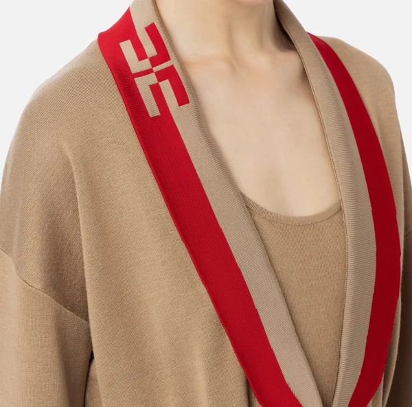 Elisabetta Franchi Maglieria E Felpe^Cardigan in viscosa con bande logo Camel/RedPassion