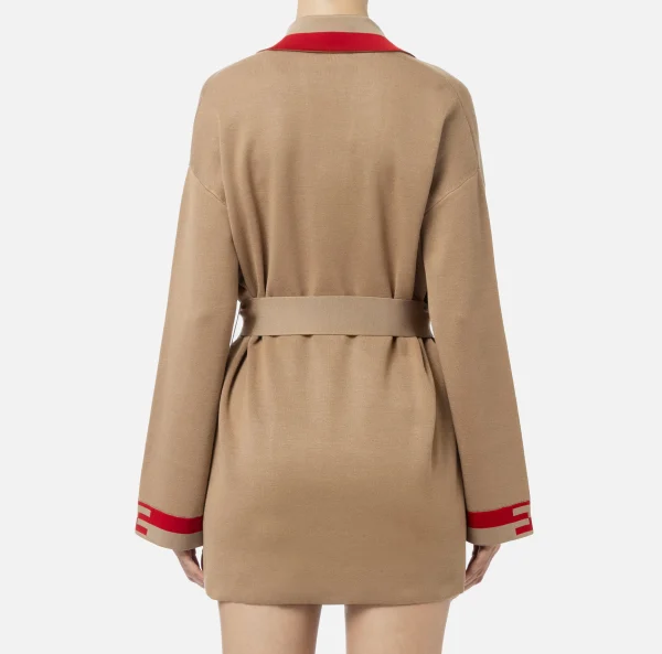 Elisabetta Franchi Maglieria E Felpe^Cardigan in viscosa con bande logo Camel/RedPassion